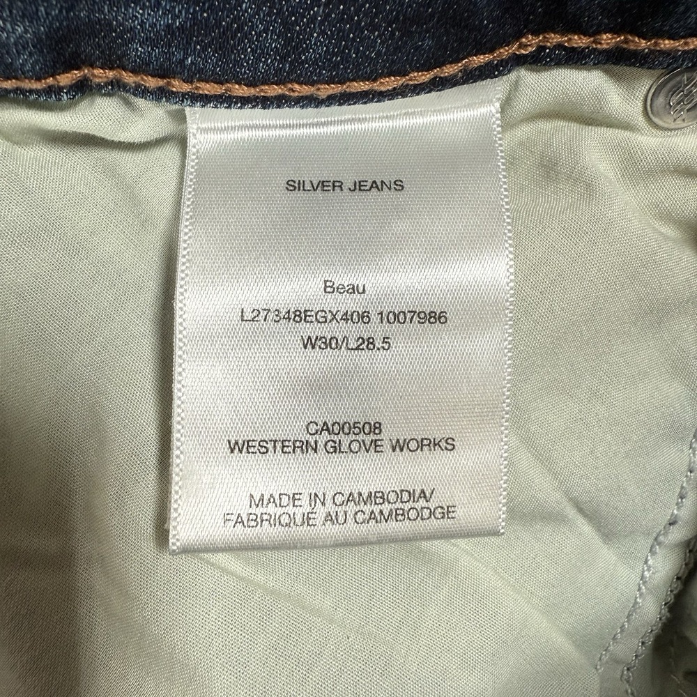 Silver Jeans Womens 30x28.5 (Fits 30x31) Blue Beau Straight Dark Wash Stretch - Picture 8 of 14
